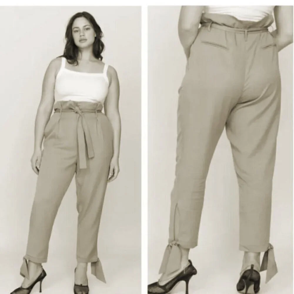 Reformation The Avalon Linen Trousers Size 14 Pleated Pockets High Rise Pants